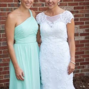 Alfred angelo mint bridesmaid dress